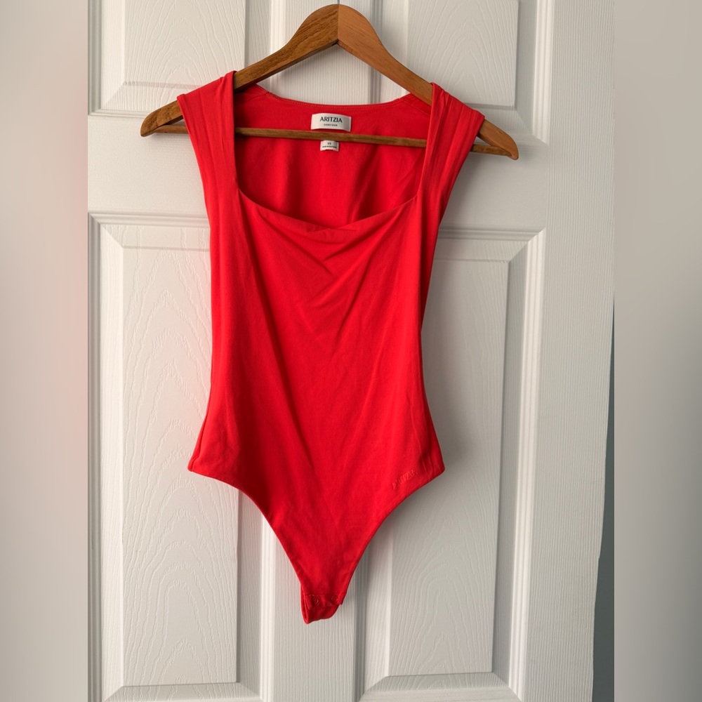 Aritzia Original Contour Esteem Bodysuit Coral-Red